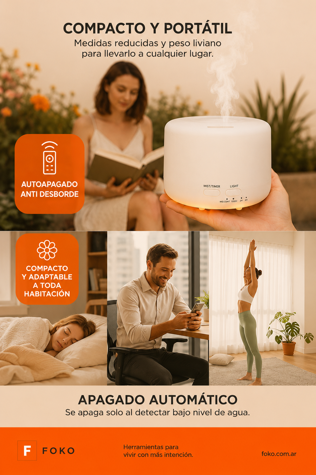 Difusor Humidificador Aromatizante LED 500ml