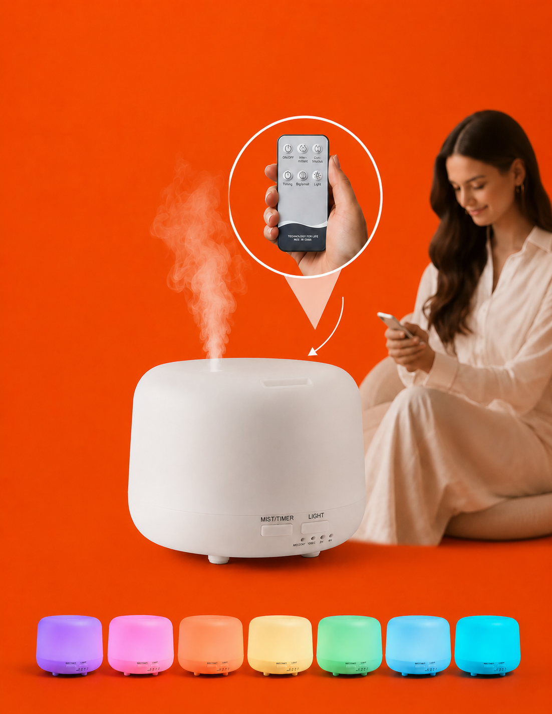Difusor Humidificador Aromatizante LED 500ml